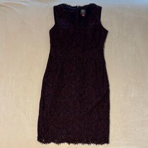 Vince Camuto Deep Purple Lace Midi Dress